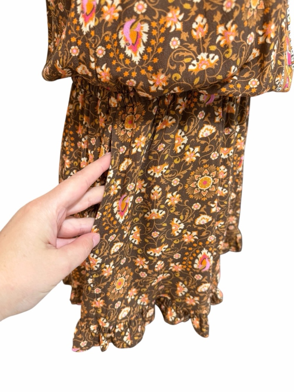 SPELL Madame Peacock Romper Coffee Floral Size Small - Picture 6 of 12